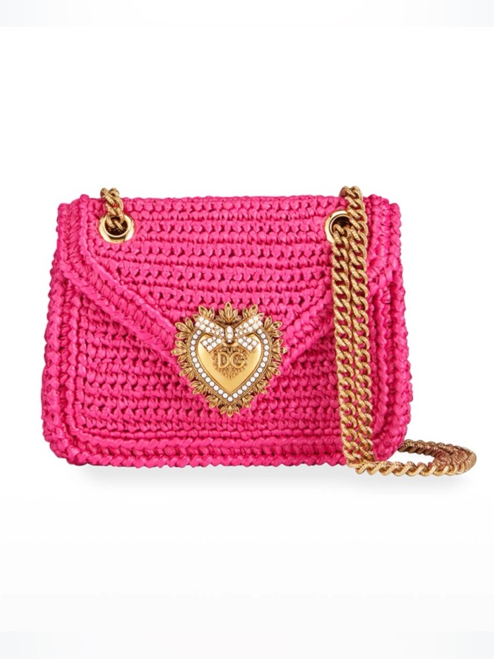 Rare ✨ Dolce & Gabanna Devotion Woven Raffia Envelope Shoulder Bag Pink